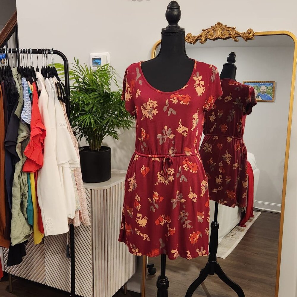 Lucky Brand Floral Print Cinched Waist Dress Size M